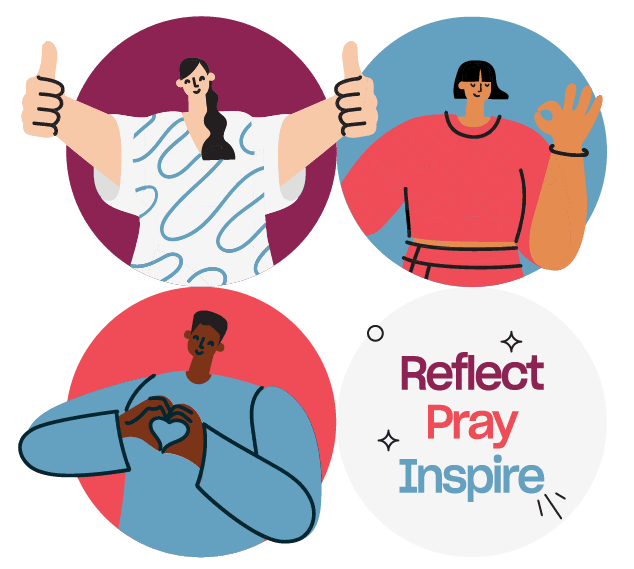 Reflect, Inspire Pray. Illustrated logo